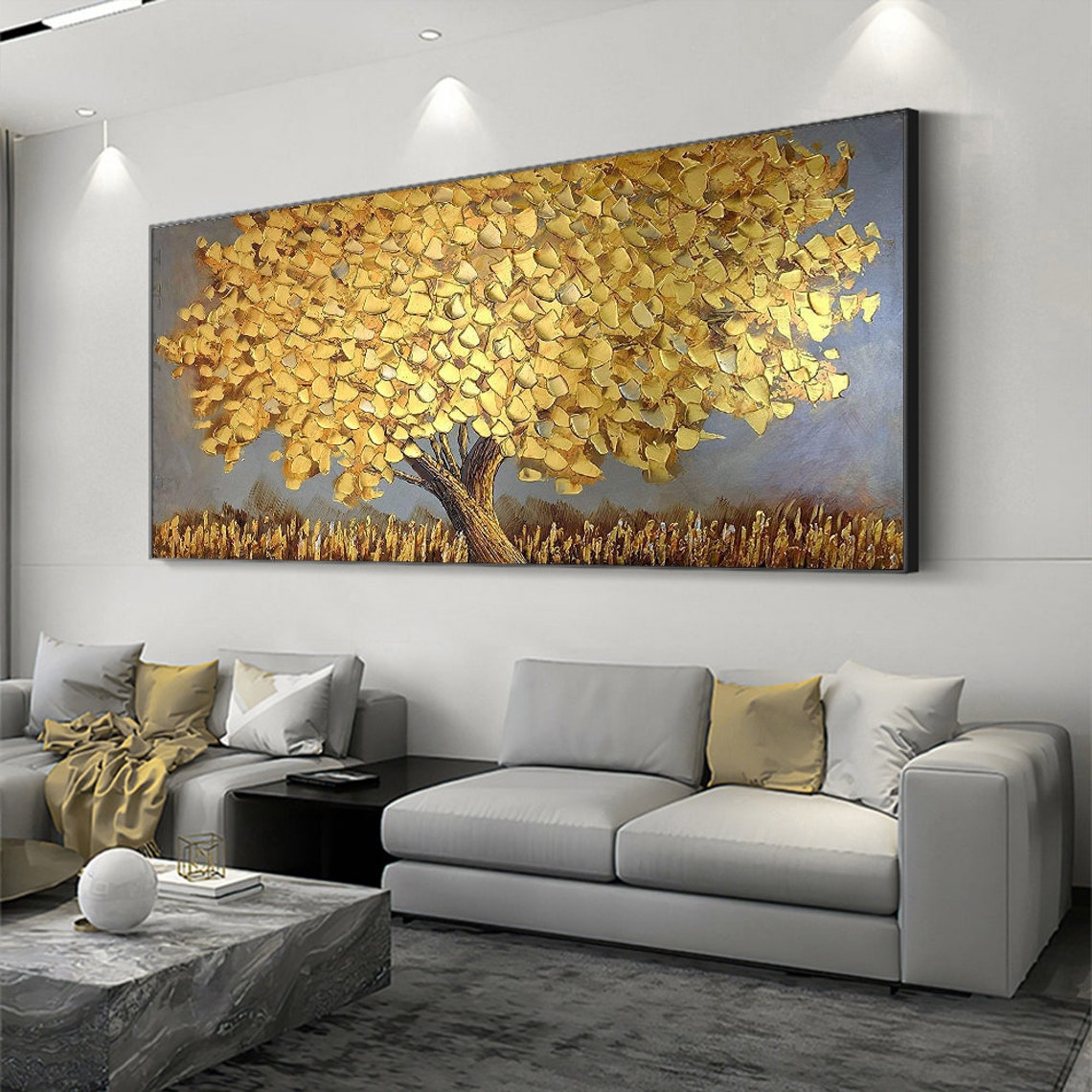 Blooming Gold Tree On Canvas A - đánh giá và giá Plant Parenting